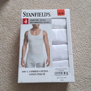 Stanfield's White Athletic Tanks Ribbed Men's Size Medium Cotton Top NEW